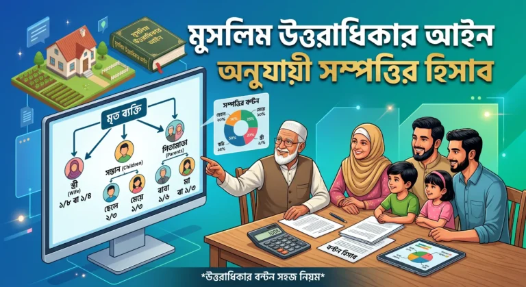 মুসলিম উত্তরাধিকার আইন অনুযায়ী সম্পত্তির হিসাব